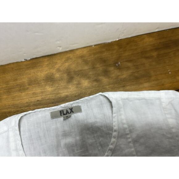 FLAX Womens Sz Small Short Sleeve White Linen Tunic Top -FLAW- - Picture 3 of 10